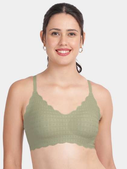 Shyaway Jadesheen Green Scallop Neckline And Underband Padded Slip On Bra
