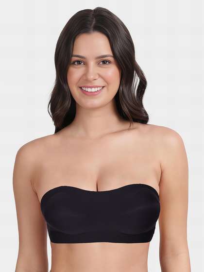 Shyle Black Bean Anti Slip Removable Padding Strapless Seamless Bra