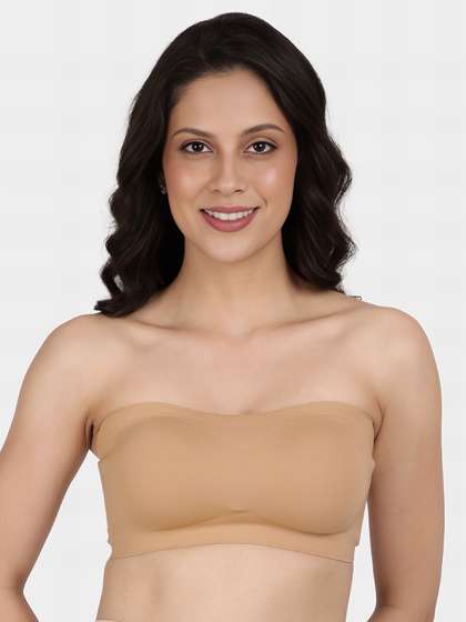 Shyle Sand Skin Anti Slip Removable Padding Strapless Seamless Bra