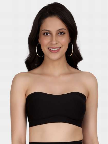 Shyle Black Bean Anti Slip Invisible Fit Strapless Seamless Bra