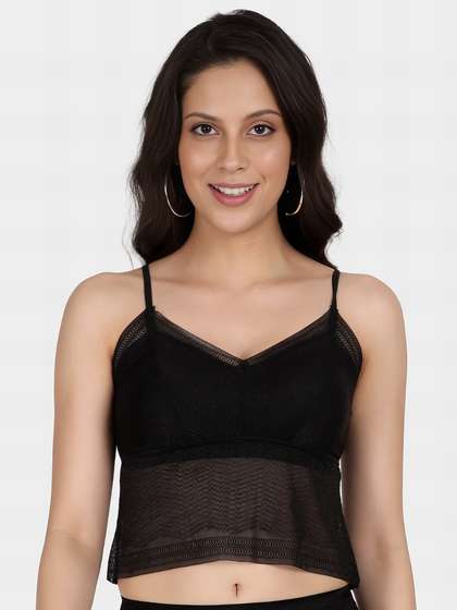 Shyle Black Bean Shimmer Lace Padded Bralette