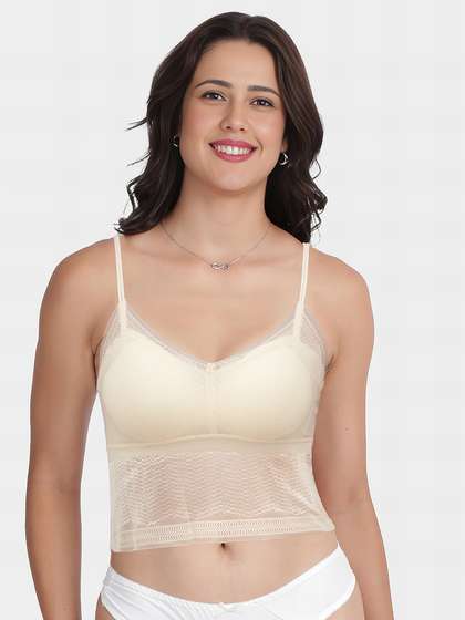 Shyle Pearl White Shimmer Lace Padded Bralette