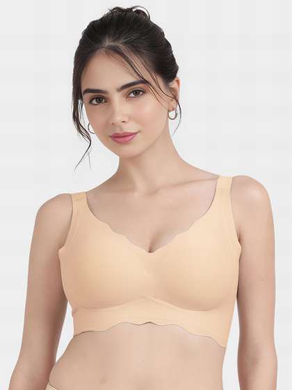 Shyle Pearled Ivory Broad Wing Support Padded Seamless Bra