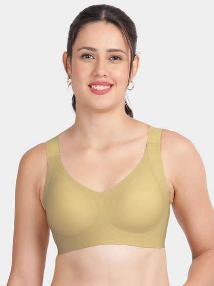 Shyle Hemp Green Side And Bottom Support Padded Seamless Bra
