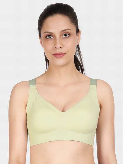 Shyle Asparagus Green Padded Inner Support Layer Seamless Bra