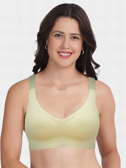Shyle Asparagus Green Padded Inner Support Layer Seamless Bra