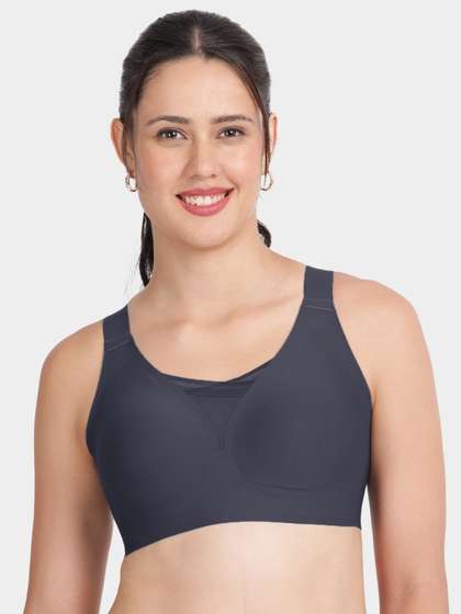 Shyle Thunderstorm Grey Mesh Panel Removable Padding Seamless Bra