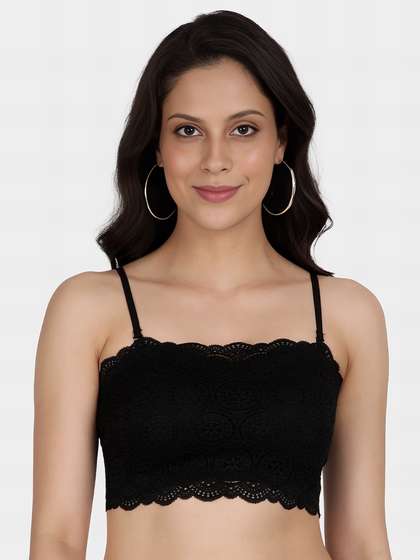 Shyle Black Bean Overlay Lace Padded Bralette