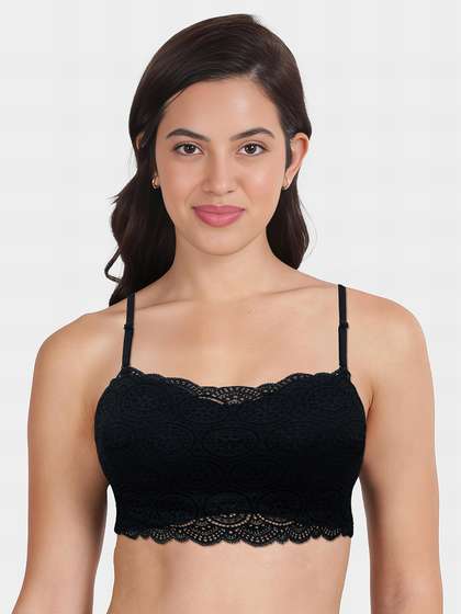 Shyle Black Bean Overlay Lace Padded Bralette