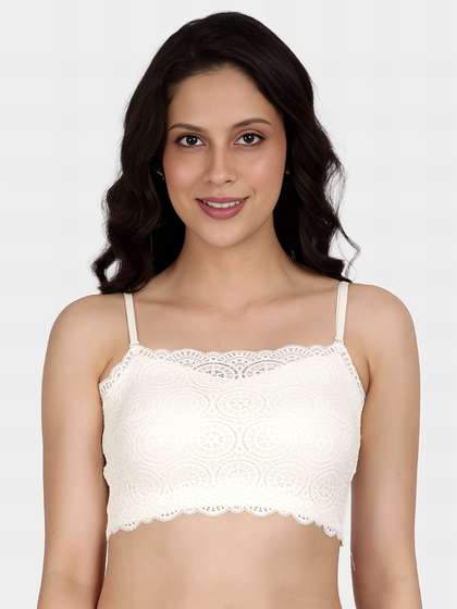 Shyle Bright White Overlay Lace Padded Bralette