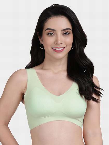 Shyle Pista Green Slip On Padded Seamless Bra