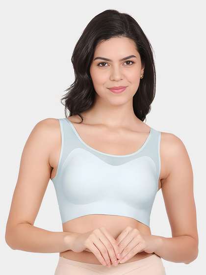 Shyle Pastel Blue Mesh Strap Wirefree Everyday Seamless Bra