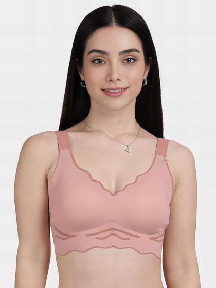 Shyle Dusky Rose Contrast Cutwork Seamless Bra