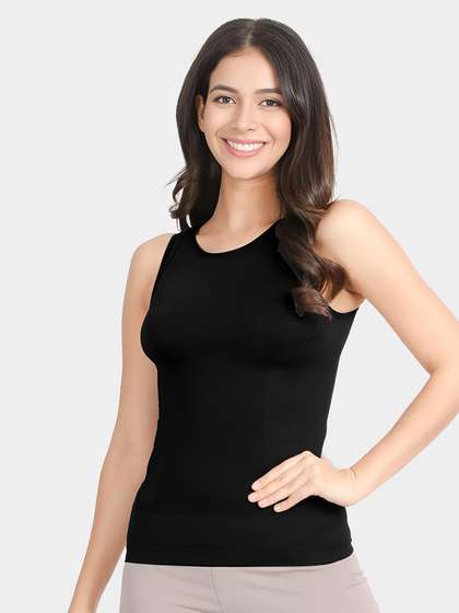 Shyle Black Close Neck Wide Strap Shaping Camisole