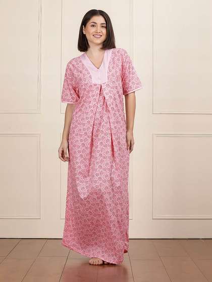 Susie Tickled Pink Full Length Printed Nightgown
