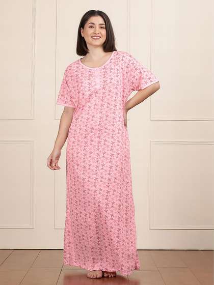 Susie Tickled Pink Round Neck Printed Nightwear