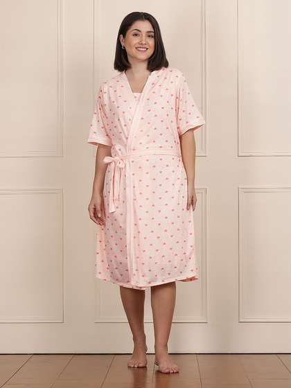 Susie Peach Short Nightgown And Robe Set