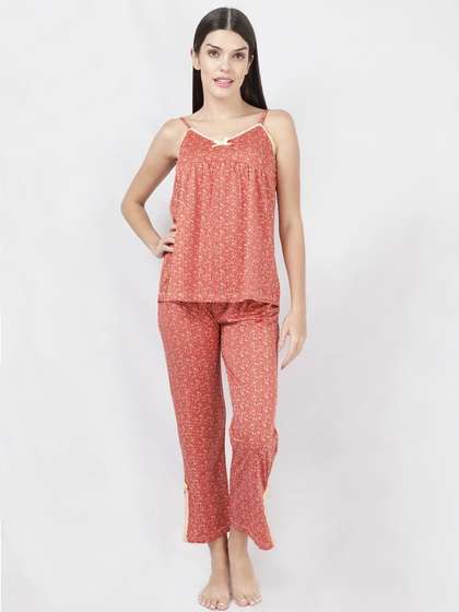 Susie Lava Red Floral Printed Pyjama Set