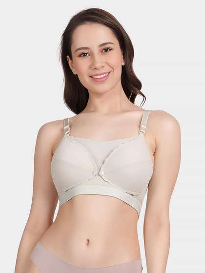 Shyle Wind Chime Grey Front Open Full Coverage Nursing Bra