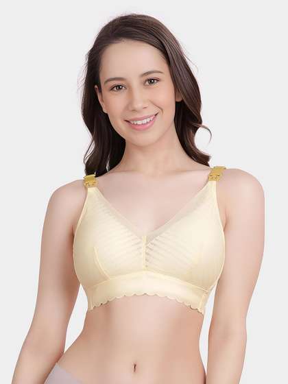 Shyle Light Yellow Lightly Padded Strap Open Nursing Bra