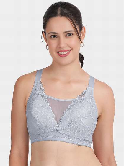 Shyle Arctic Blue Center Open Snap Button Lace Nursing Bra