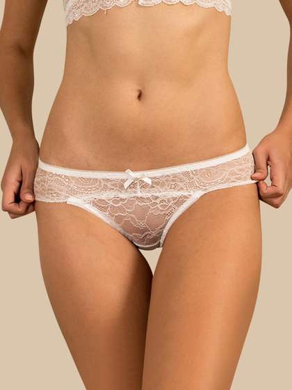 Susie White Corded Sexy Lace Low Waist Bridal Bikini Panty