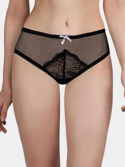 Shyle Black Medium Coverage Low Waist Lace Panty