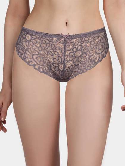 Shyle Grey Medium Coverage Low Waist Lace Panty
