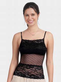 Shyle Black Beauty Lace Neckline Camisole With Removable Padding