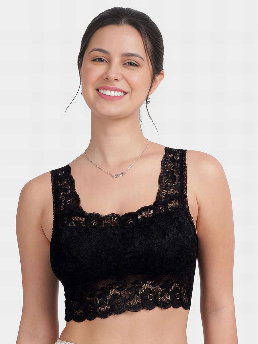 Bra High Neck Lace Cami Shyle Black Beauty Lace Cami Bra With Lace