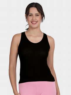 Shyle Black Broad Strap Ribbed Camisole