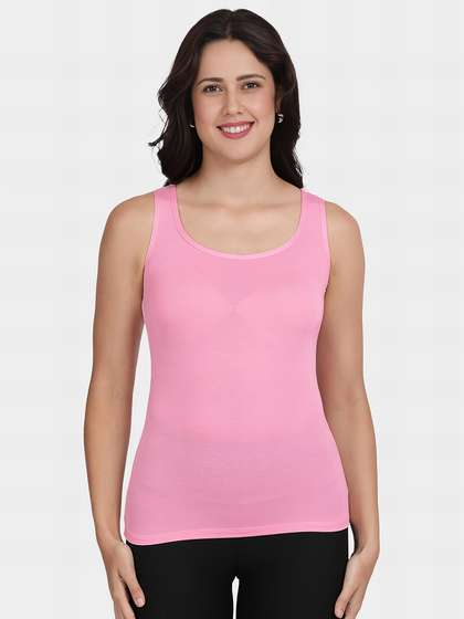 Shyle Pink Narrow Shoulder Scoop Neck Camisole