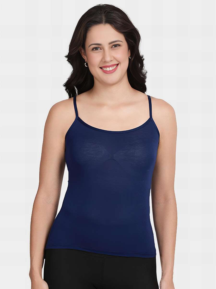 Shyle Navy Blue U Neck Adjustable Strap Camisole