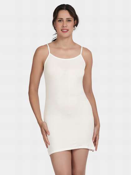 Shyle White Fully Adjustable Spaghetti Straps Chemise