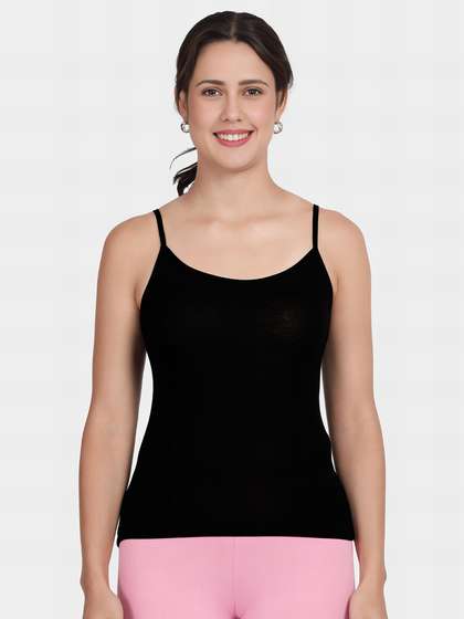 Shyle Black Basic Scoop Neck Spaghetti Straps Camisole