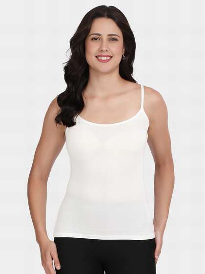 Shyle White Basic Scoop Neck Spaghetti Straps Camisole