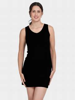 Shyle Black Round Neck Built In Cami Bra Chemise