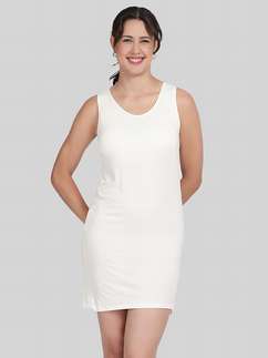 Shyle White Round Neck Built In Cami Bra Chemise