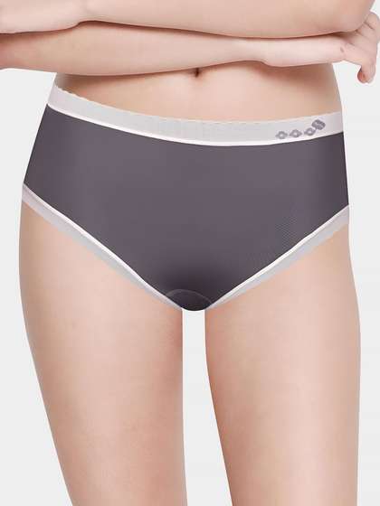Shyle Grey With White Contrast Medium Waist Hipster Panty
