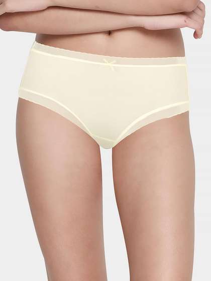 Shyle Yellow Ultra Soft Scallop Elastic Low Waist Bikini Panty