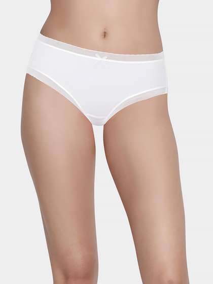 Shyle White Ultra Soft Scallop Elastic Low Waist Bikini Panty