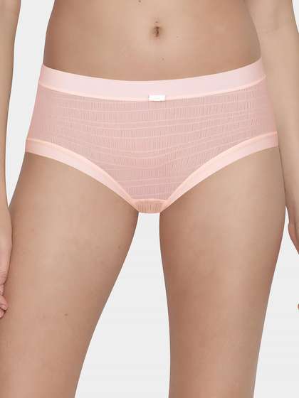 Shyle Pale Pink Soft Crinkle Medium Waist Hipster Panty