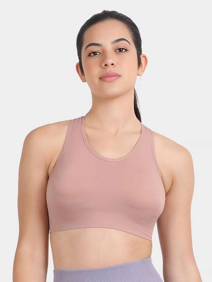Shyle Dusty Pink Strappy Back Medium Impact Sports Bra