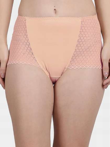 Shyle Apricot Pink Floral Pattern Lace Panty
