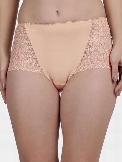 Shyle Apricot Skin Floral Pattern Lace Panty