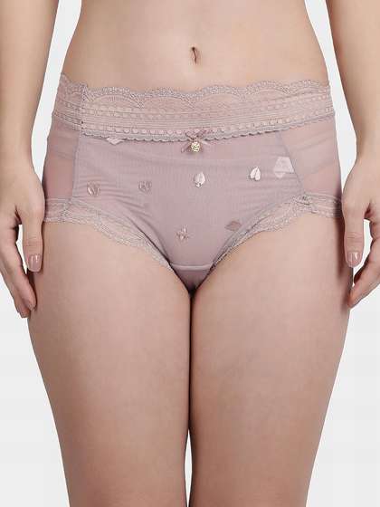 Shyle Smokey Rose Hipster Embroidered Lace Panty