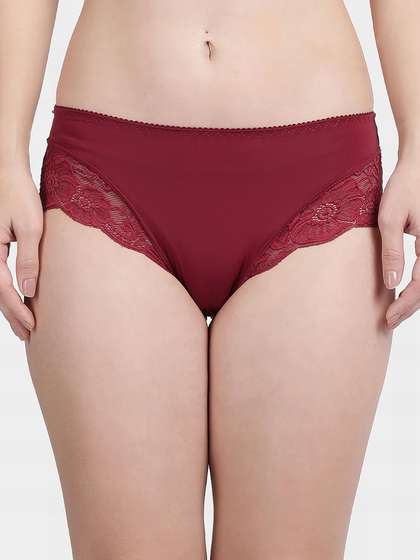 Shyle Bold Red Hipster Decorative Lace Panty