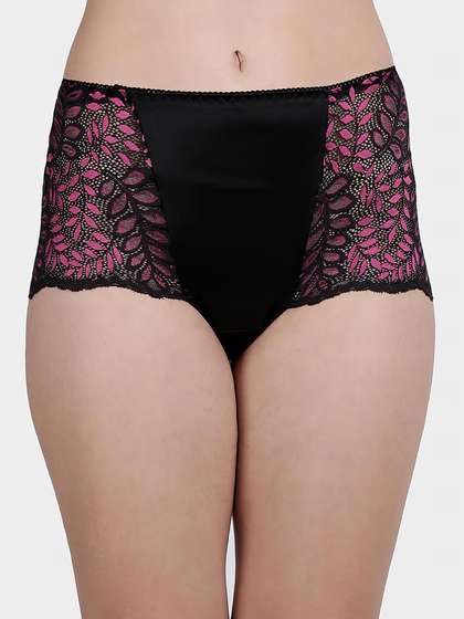 Shyle Black Pink Delicate Lace Panty