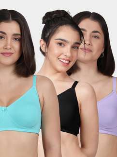 Susie Multicolor Solid Secret Side Shaper Basic Moulded Bra Combo C
