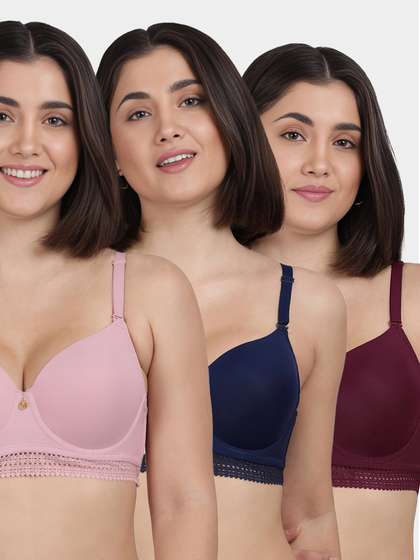 Susie Multicolor Underband Lace Padded Wired Bra Combo A